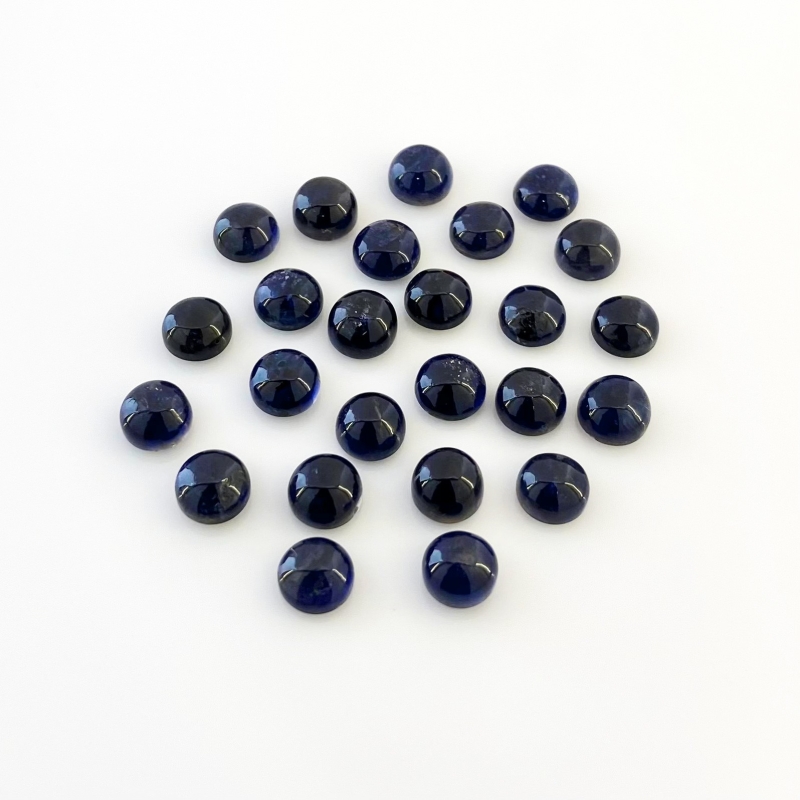 37.20 Carat Iolite 7mm Smooth Round Shape A Grade Cabochons Parcel - Total 25 Pcs.
