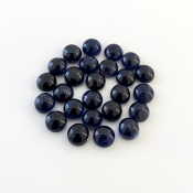 37.20 Carat Iolite 7mm Smooth Round Shape A Grade Cabochons Parcel - Total 25 Pcs.