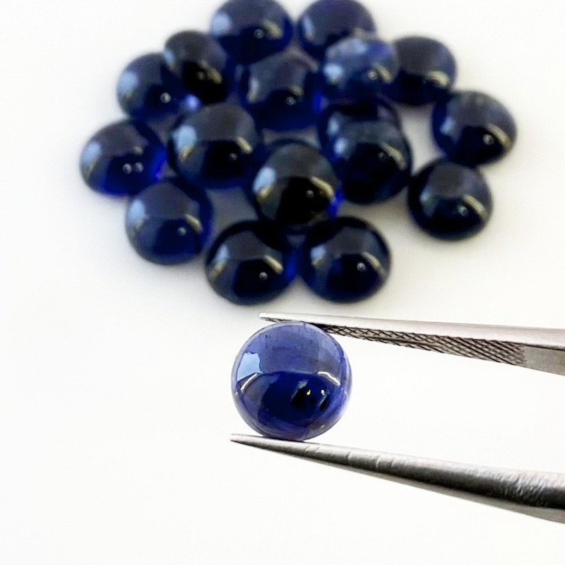 25.50 Carat Iolite 7mm Smooth Round Shape A Grade Cabochons Parcel - Total 20 Pcs.