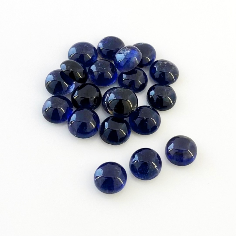 25.50 Carat Iolite 7mm Smooth Round Shape A Grade Cabochons Parcel - Total 20 Pcs.