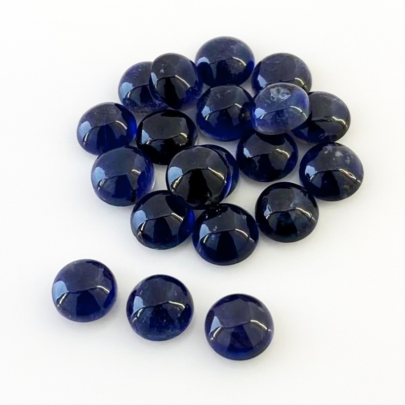 25.50 Carat Iolite 7mm Smooth Round Shape A Grade Cabochons Parcel - Total 20 Pcs.