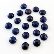 25.50 Carat Iolite 7mm Smooth Round Shape A Grade Cabochons Parcel - Total 20 Pcs.