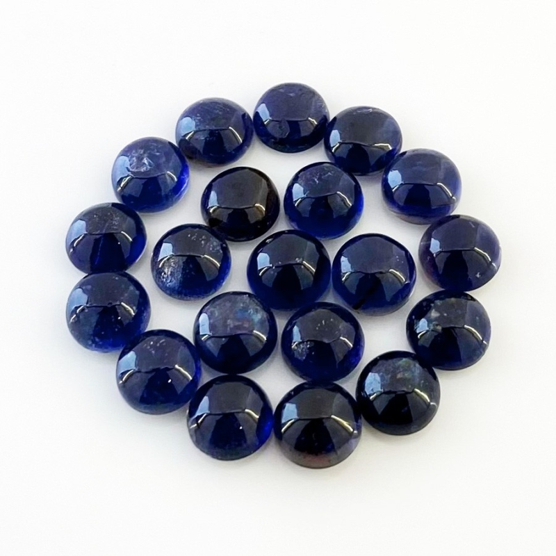 25.50 Carat Iolite 7mm Smooth Round Shape A Grade Cabochons Parcel - Total 20 Pcs.