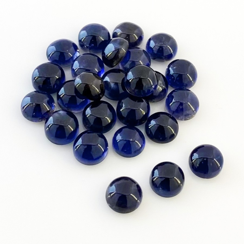 36.35 Carat Iolite 7mm Smooth Round Shape A Grade Cabochons Parcel - Total 25 Pcs.