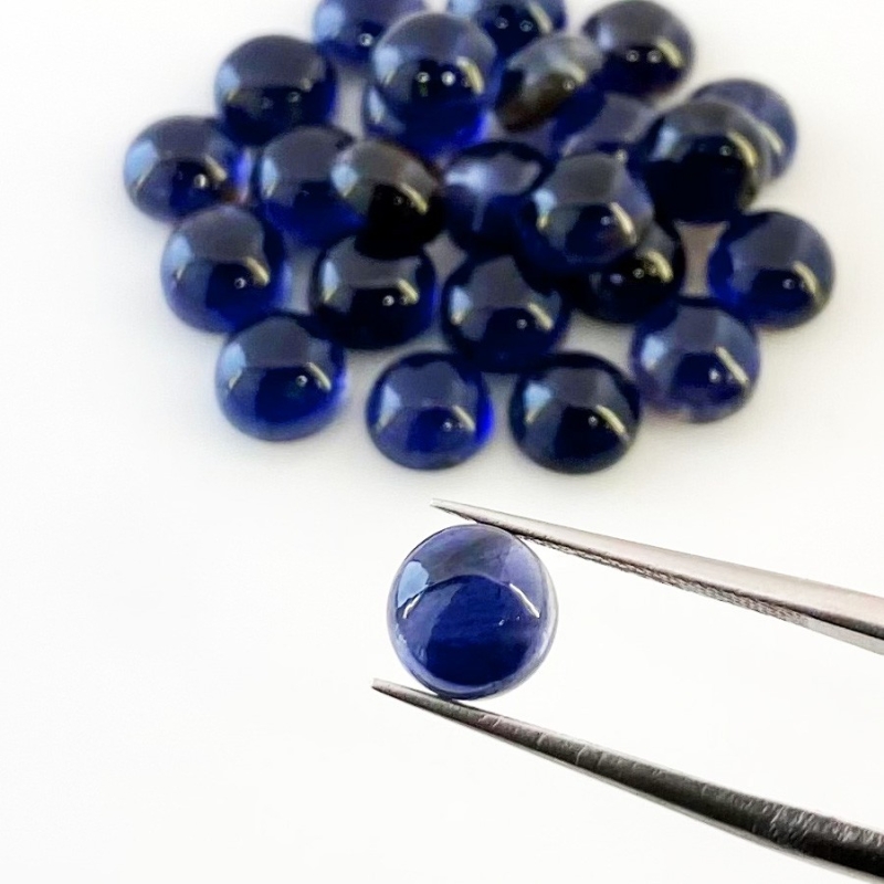 36.35 Carat Iolite 7mm Smooth Round Shape A Grade Cabochons Parcel - Total 25 Pcs.