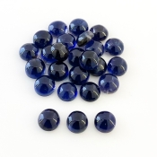 36.35 Carat Iolite 7mm Smooth Round Shape A Grade Cabochons Parcel - Total 25 Pcs.