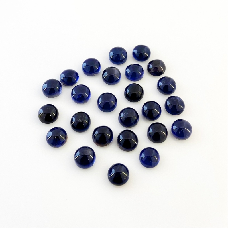 36.35 Carat Iolite 7mm Smooth Round Shape A Grade Cabochons Parcel - Total 25 Pcs.