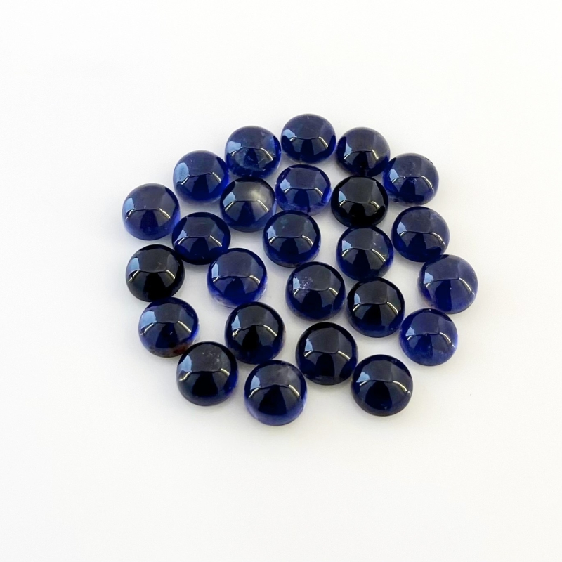 36.35 Carat Iolite 7mm Smooth Round Shape A Grade Cabochons Parcel - Total 25 Pcs.