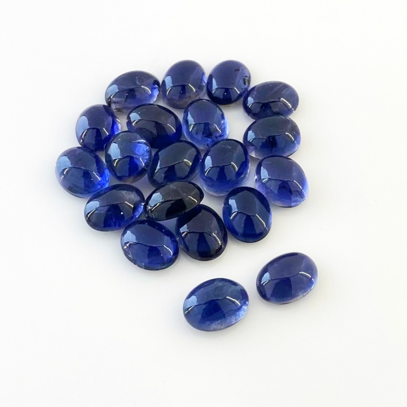 36.75 Carat Iolite 9x7mm Smooth Oval Shape A Grade Cabochons Parcel - Total 20 Pcs.