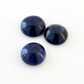 21.20 Carat Iolite 13-14mm Smooth Round Shape A Grade Cabochons Parcel - Total 3 Pcs.