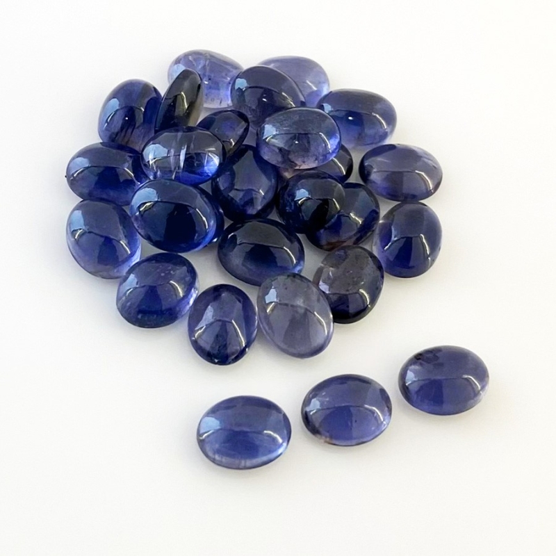 48.40 Carat Iolite 9x7mm Smooth Oval Shape A Grade Cabochons Parcel - Total 27 Pcs.