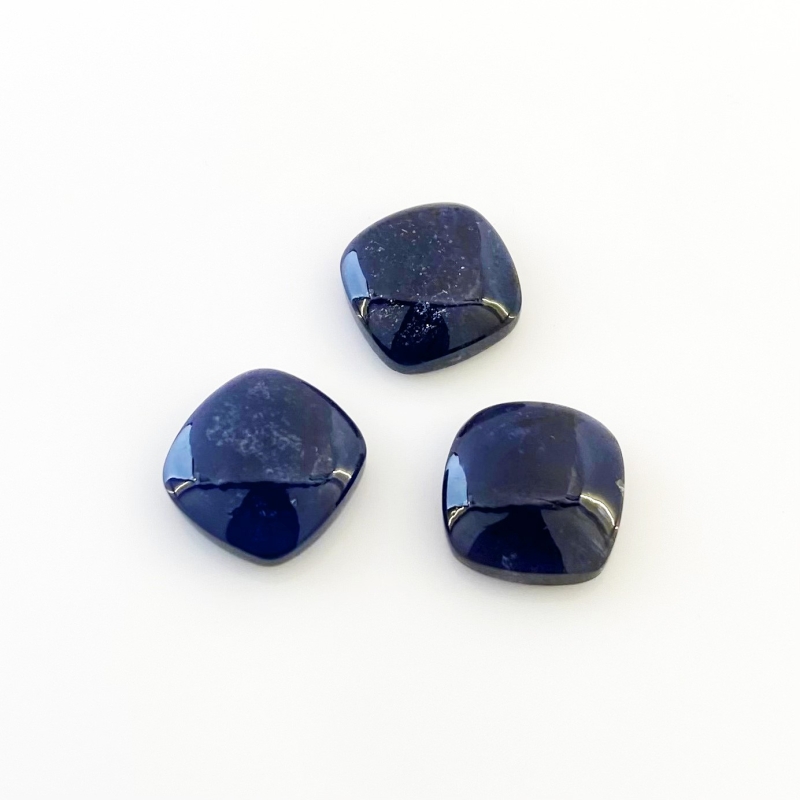 28 Cts. Iolite 14mm Smooth Square Cushion Shape A Grade Cabochons Parcel - Total 3 Pcs.