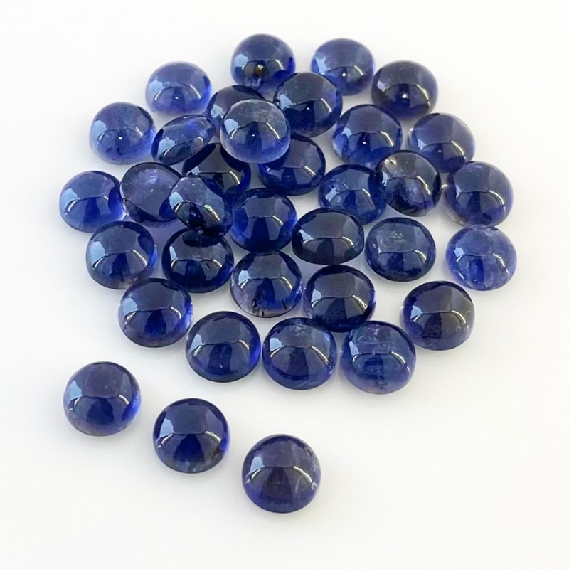49.65 Cts. Iolite 7mm Smooth Round Shape A Grade Cabochons Parcel - Total 35 Pcs.