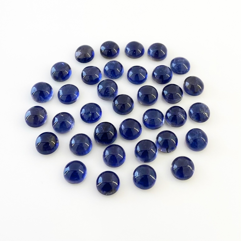 49.65 Cts. Iolite 7mm Smooth Round Shape A Grade Cabochons Parcel - Total 35 Pcs.