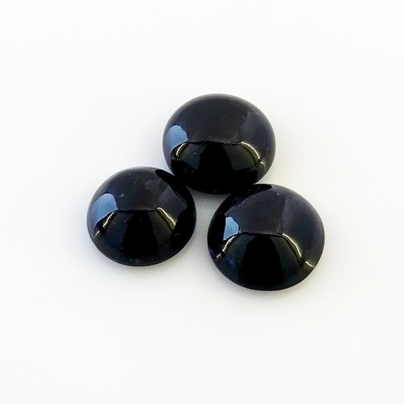 19.65 Carat Iolite 12-13mm Smooth Round Shape A Grade Cabochons Parcel - Total 3 Pcs.
