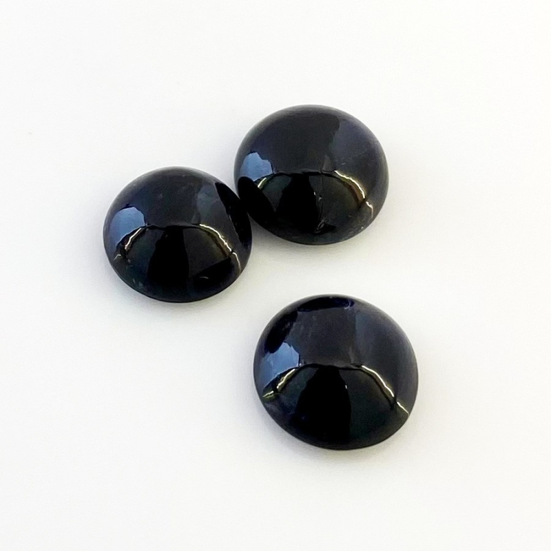 19.65 Carat Iolite 12-13mm Smooth Round Shape A Grade Cabochons Parcel - Total 3 Pcs.