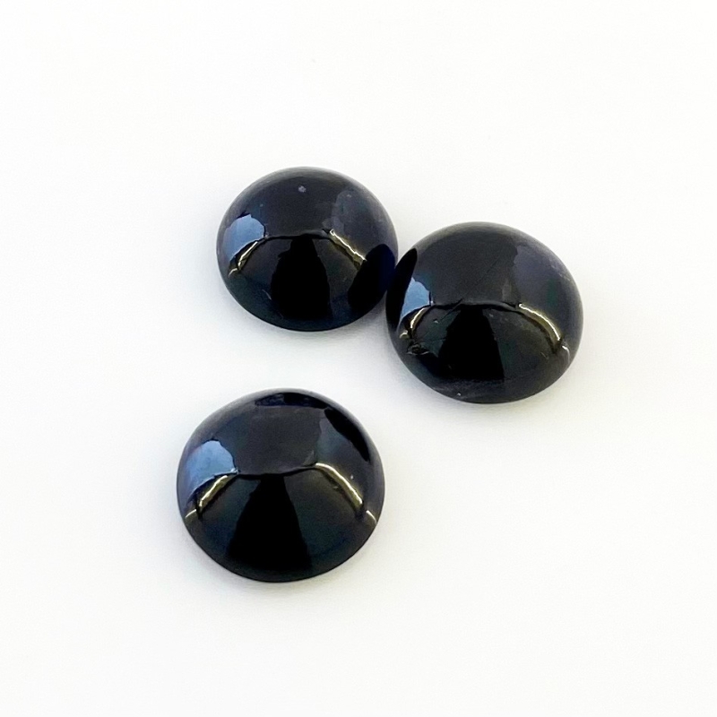 19.65 Carat Iolite 12-13mm Smooth Round Shape A Grade Cabochons Parcel - Total 3 Pcs.