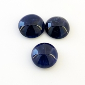 21.20 Carat Iolite 13-14mm Smooth Round Shape A Grade Cabochons Parcel - Total 3 Pcs.