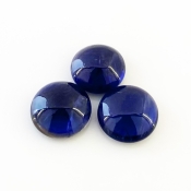 22.25 Carat Iolite 13-14mm Smooth Round Shape A Grade Cabochons Parcel - Total 3 Pcs.