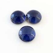 22.25 Carat Iolite 13-14mm Smooth Round Shape A Grade Cabochons Parcel - Total 3 Pcs.