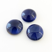 22.25 Carat Iolite 13-14mm Smooth Round Shape A Grade Cabochons Parcel - Total 3 Pcs.