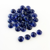 45 Carat Iolite 7mm Smooth Round Shape A Grade Cabochons Parcel - Total 38 Pcs.