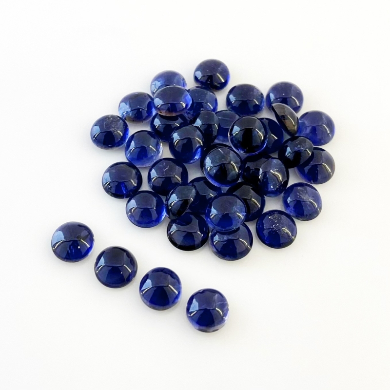 45 Carat Iolite 7mm Smooth Round Shape A Grade Cabochons Parcel - Total 38 Pcs.