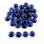 45 Carat Iolite 7mm Smooth Round Shape A Grade Cabochons Parcel - Total 38 Pcs.