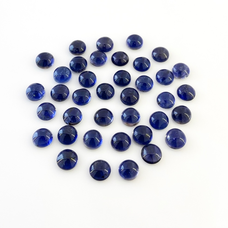 45 Carat Iolite 7mm Smooth Round Shape A Grade Cabochons Parcel - Total 38 Pcs.