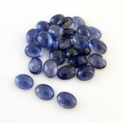 48.40 Carat Iolite 9x7mm Smooth Oval Shape A Grade Cabochons Parcel - Total 27 Pcs.