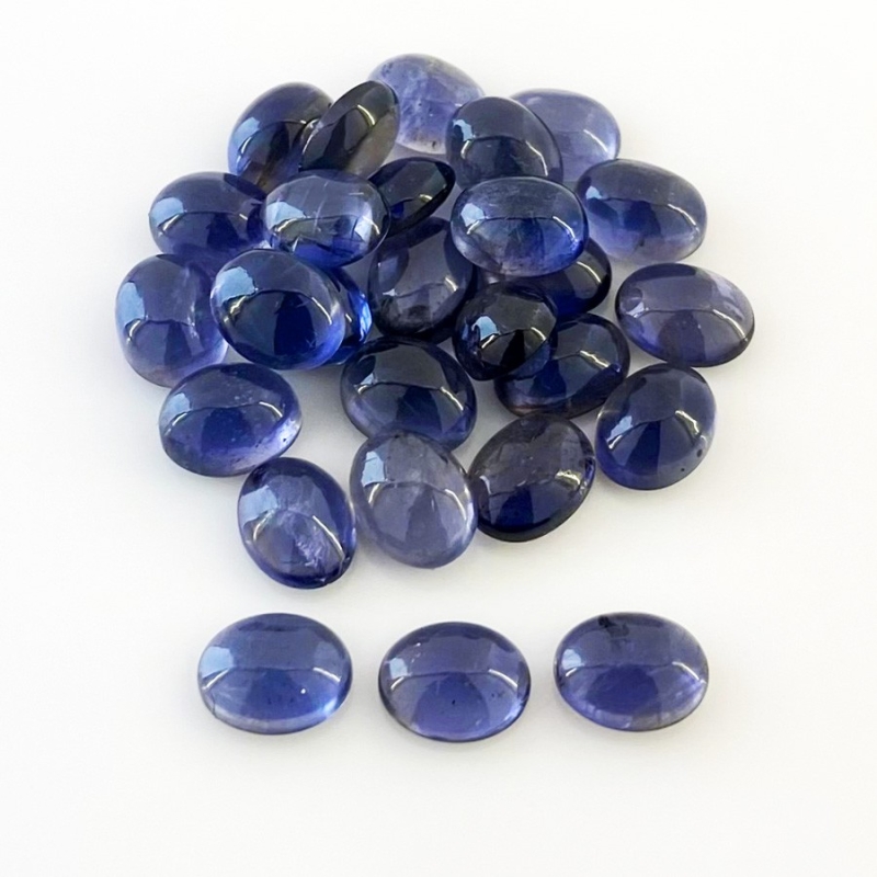 48.40 Carat Iolite 9x7mm Smooth Oval Shape A Grade Cabochons Parcel - Total 27 Pcs.