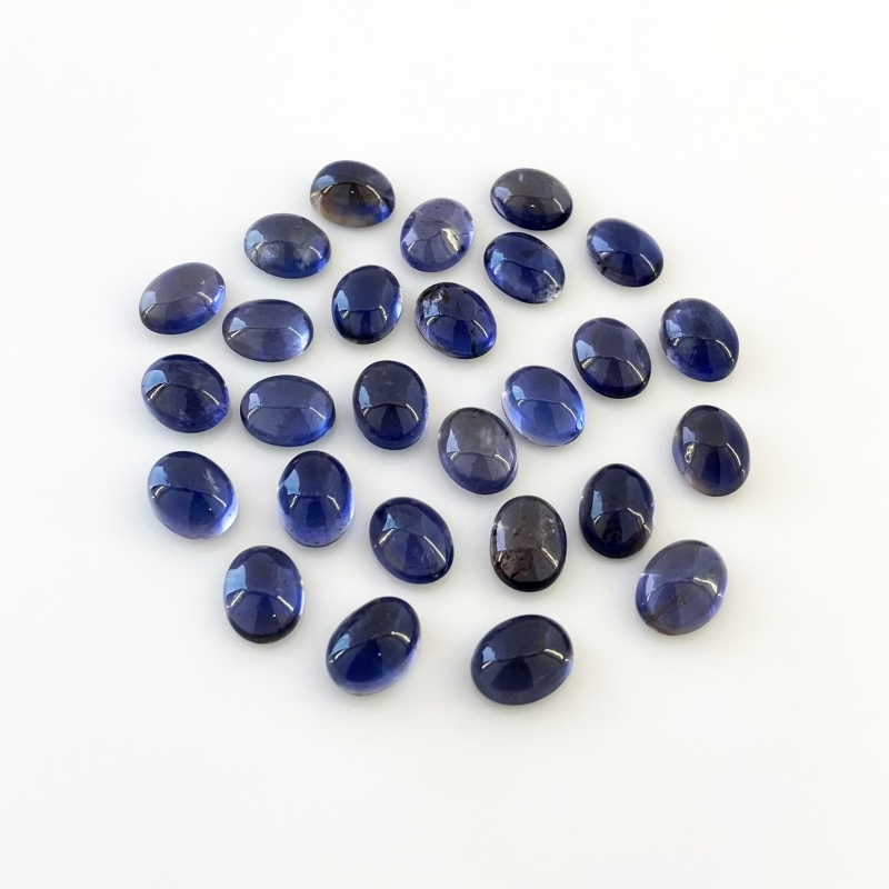 48.40 Carat Iolite 9x7mm Smooth Oval Shape A Grade Cabochons Parcel - Total 27 Pcs.