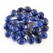 48.40 Carat Iolite 9x7mm Smooth Oval Shape A Grade Cabochons Parcel - Total 27 Pcs.