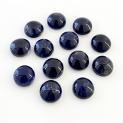 35.20 Carat Iolite 9mm Smooth Round Shape A Grade Cabochons Parcel - Total 13 Pcs.