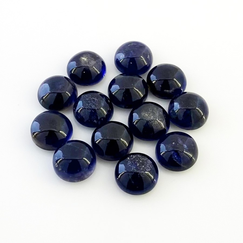 35.20 Carat Iolite 9mm Smooth Round Shape A Grade Cabochons Parcel - Total 13 Pcs.