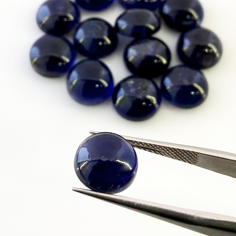 35.20 Carat Iolite 9mm Smooth Round Shape A Grade Cabochons Parcel - Total 13 Pcs.