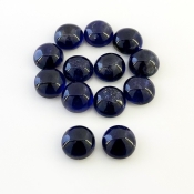 35.20 Carat Iolite 9mm Smooth Round Shape A Grade Cabochons Parcel - Total 13 Pcs.