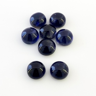 24.70 Carat Iolite 9mm Smooth Round Shape A Grade Cabochons Parcel - Total 8 Pcs.