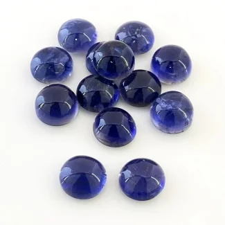 37.70 Carat Iolite 9mm Smooth Round Shape A Grade Cabochons Parcel - Total 13 Pcs.