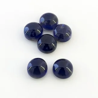 19.25 Carat Iolite 9mm Smooth Round Shape A Grade Cabochons Parcel - Total 6 Pcs.
