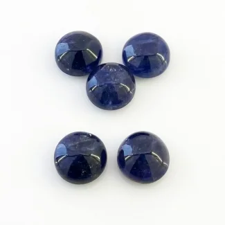 24.90 Carat Iolite 11mm Smooth Round Shape A Grade Cabochons Parcel - Total 5 Pcs.