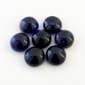 27.45 Carat Iolite 10mm Smooth Round Shape A Grade Cabochons Parcel - Total 7 Pcs.