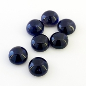 27.45 Carat Iolite 10mm Smooth Round Shape A Grade Cabochons Parcel - Total 7 Pcs.