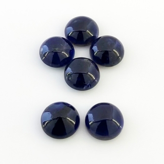 20.10 Carat Iolite 10mm Smooth Round Shape A Grade Cabochons Parcel - Total 6 Pcs.
