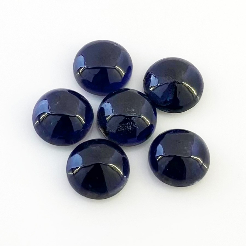 20.10 Carat Iolite 10mm Smooth Round Shape A Grade Cabochons Parcel - Total 6 Pcs.