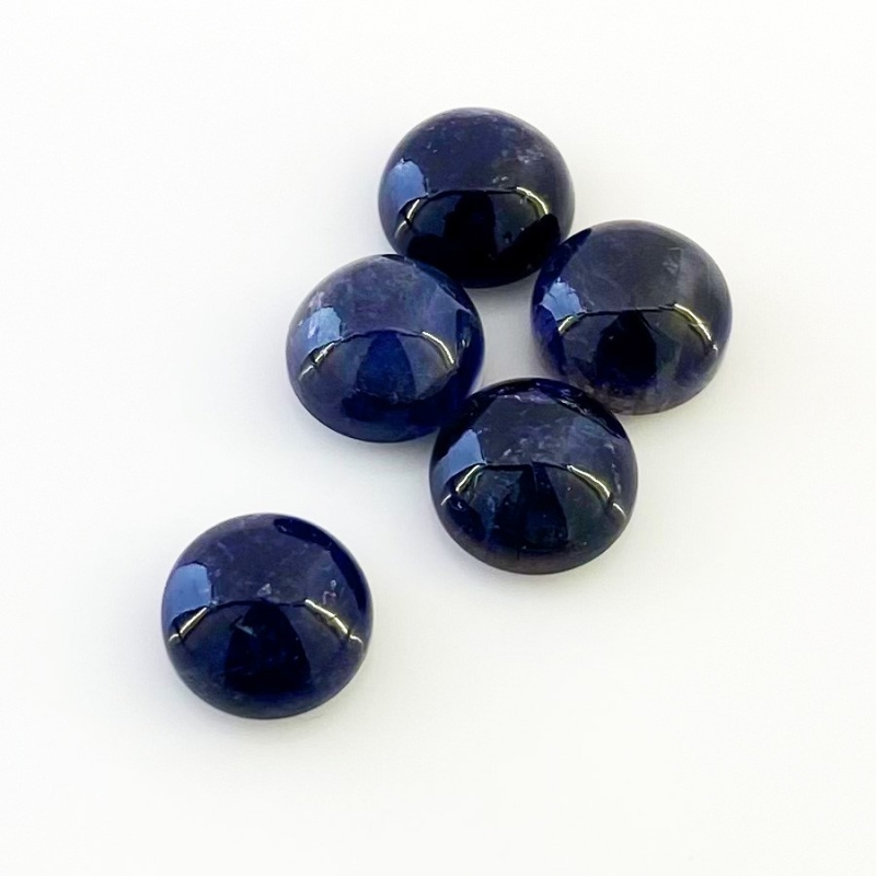 19.75 Carat Iolite 10mm Smooth Round Shape A Grade Cabochons Parcel - Total 5 Pcs.
