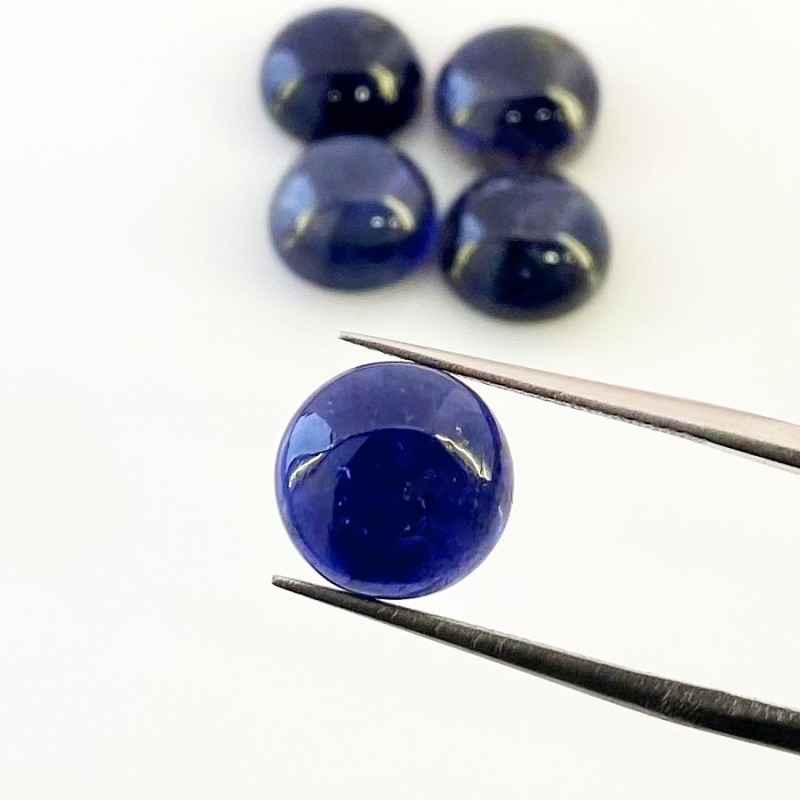 19.75 Carat Iolite 10mm Smooth Round Shape A Grade Cabochons Parcel - Total 5 Pcs.