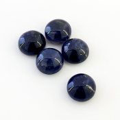 19.75 Carat Iolite 10mm Smooth Round Shape A Grade Cabochons Parcel - Total 5 Pcs.
