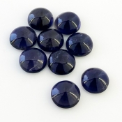 26 Carat Iolite 10mm Smooth Round Shape A Grade Cabochons Parcel - Total 9 Pcs.