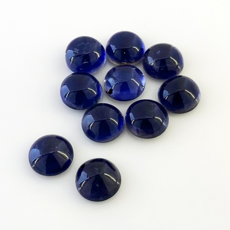 33.85 Carat Iolite 10mm Smooth Round Shape A Grade Cabochons Parcel - Total 10 Pcs.
